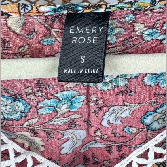 Emery Rose Boho Floral Long Sleeve Mini Dress Size Small Peasant Cottagecore - Picture 4 of 4